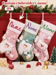 Custom Christmas Stockings With Embroidered Name, Personalized Decorations, Customizable Gifts, Christmas Tree Decorations - thumbnail 1