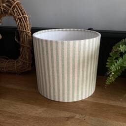 Cream & Duck Egg Stripe. Luxury Drum Lamp Shade. Bespoke. Handmade Table Or Pendant Shades in 20cm Or 30cm - thumbnail 3
