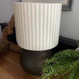 Cream & Duck Egg Stripe. Luxury Drum Lamp Shade. Bespoke. Handmade Table Or Pendant Shades in 20cm Or 30cm - thumbnail 2