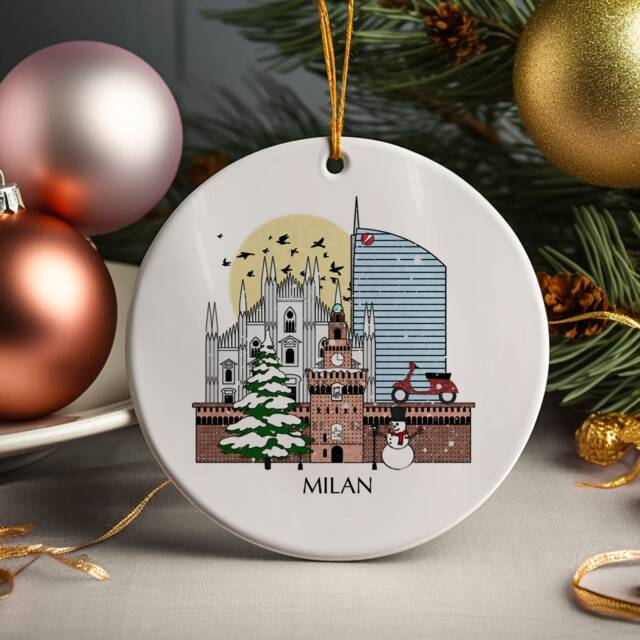 Milan Italy Personalised Christmas Tree Ceramic Ornament Decoration Xmas Bauble Gift Present Festive Souvenir Disc Holiday Custom - image 1