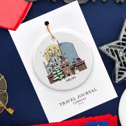 Milan Italy Personalised Christmas Tree Ceramic Ornament Decoration Xmas Bauble Gift Present Festive Souvenir Disc Holiday Custom - thumbnail 2
