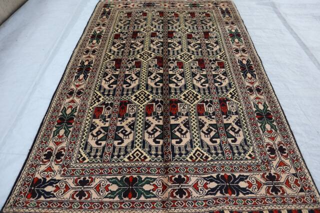 3x5 Handmade Afghan Rug - Area Bukhara Design Wool Rug, Rugs For Living Room Oriental Turkmen Kitchen 100x150 cm Carpet - image 1