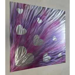 Purple Pink Silver Metal Heart Wall Art - thumbnail 2