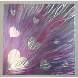 Purple Pink Silver Metal Heart Wall Art - thumbnail 3