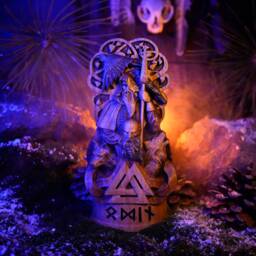 Hand Carved Oak Odin Statue Norse Pagan Altar Sculpture - thumbnail 3