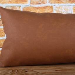 Cognac Brown Faux Leather Lumbar Pillow Cover, Extra Long Bolster Case - thumbnail 3