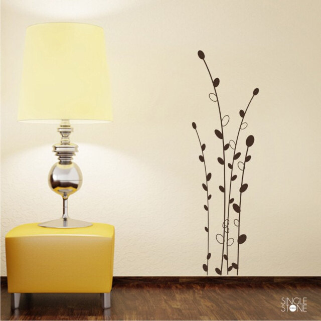 Cattails Wall Decals Floral - Vinyl Tree Art Stickers Cat Tails Custom Home Decor - image 1