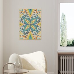 Light Blue Mandala/Illustration Art Print Dolce Vita Italy Tiles, Wall Art, Blue, Orange, Decoration, Pattern, Ornament, Yellow - thumbnail 3