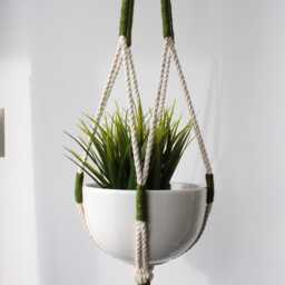 Macrame Plant Hanger Olive Green Cotton Rope, 35 - thumbnail 4