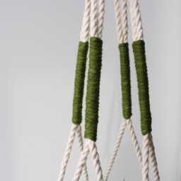 Macrame Plant Hanger Olive Green Cotton Rope, 35 - thumbnail 3