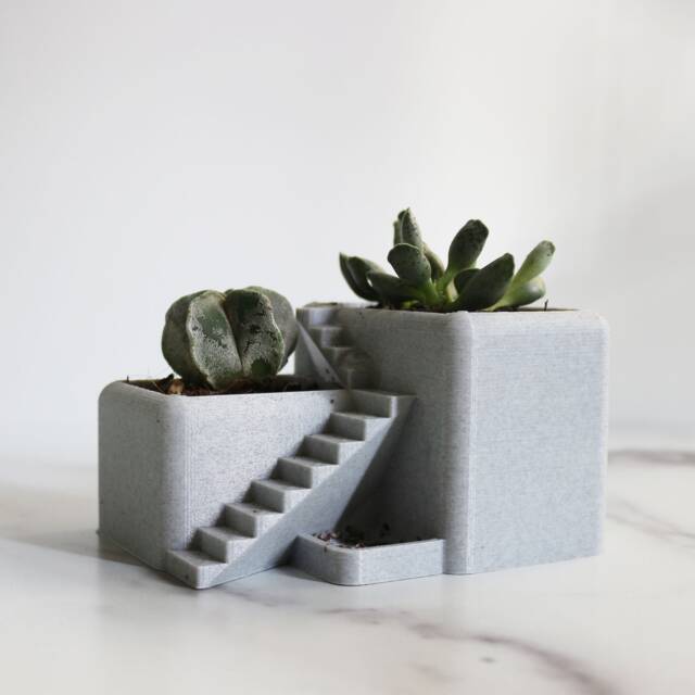 Villa Desk Planter - Succulent 3D Printed, Architectural Pot, Printed Desktop With Drainage Holes - image 1