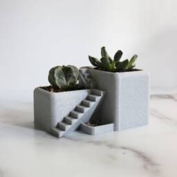 Villa Desk Planter - Succulent 3D Printed, Architectural Pot, Printed Desktop With Drainage Holes - thumbnail 3