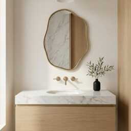 Organic Brass Mirror - Vanity Irregular Asymmetrical Wall Mirror, Bathroom Mirrors - thumbnail 2