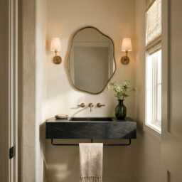 Organic Brass Mirror - Vanity Irregular Asymmetrical Wall Mirror, Bathroom Mirrors - thumbnail 3