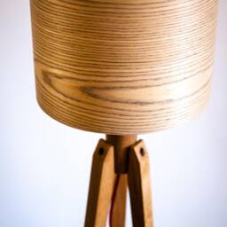 Tripod Floor Lamp Retro 60-70 Design Wood Veneer Veneer Standard Lamp - thumbnail 3