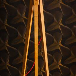 Tripod Floor Lamp Retro 60-70 Design Wood Veneer Veneer Standard Lamp - thumbnail 2