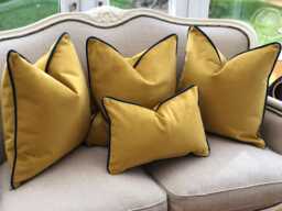 Mustard Gold Velvet Cushion Cover - Bespoke, Luxury Throw Pillow - thumbnail 1