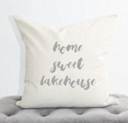 Home Sweet Lakehouse Pillow Cover, Lake House Pillow, Decor, Cabin Housewarming Gift - thumbnail 1