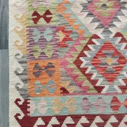 Handmade Afghan Kilim Rug, Multicolour Artisan Turkish Persian Navajo Flatweave, Natural Wool, Classic Tribal Geometric Design 148x98 cm - thumbnail 2