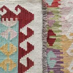 Handmade Afghan Kilim Rug, Multicolour Artisan Turkish Persian Navajo Flatweave, Natural Wool, Classic Tribal Geometric Design 148x98 cm - thumbnail 3