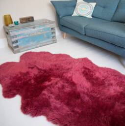 Large Dark Pink Sheepskin , Raspberry Xl Quad Size Rug, Larfe Sheepskin, Luxury Eco Fleece, Fur Carpet