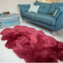 Large Dark Pink Sheepskin , Raspberry Xl Quad Size Rug, Larfe Sheepskin, Luxury Eco Fleece, Fur Carpet - thumbnail 2
