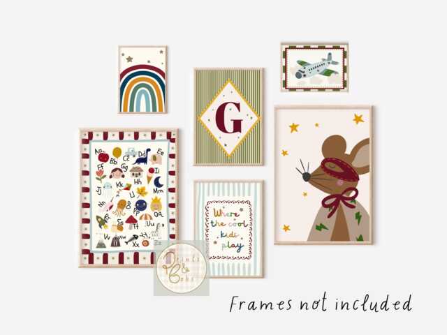 Set Of Personalised Whimsical Gallery Wall Prints With A Deep & Vibrant Colour Palette, For Playroom, Bedroom Or Nursery - Unframed - image 1