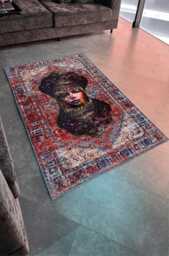 Bohemian Portrait Art Rug Distressed Oriental Design - thumbnail 1