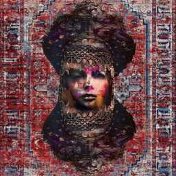 Bohemian Portrait Art Rug Distressed Oriental Design - thumbnail 2