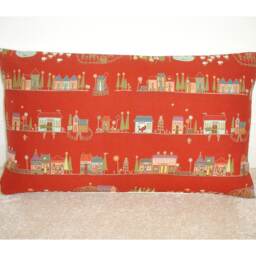 "Christmas Town Pillow Cover Oblong Bolster Sham 12X20 Throw Holidays Xmas Trees Cushion Case 20""X12"