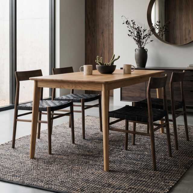 Handmade Oak Oulu Dining Table Scandinavian Mid-Century Design - image 1