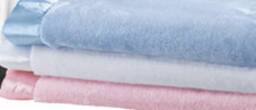 Monogrammed Baby Satin Trim Microfleece Blanket Light Pink, Blue & White - thumbnail 2