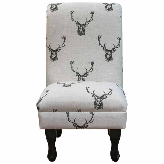Handmade Stag Print Accent Chair Queen Anne Style Legs - image 1
