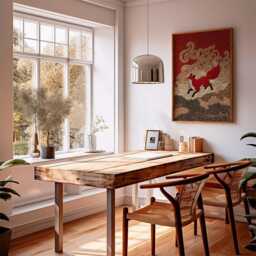 Red Fox Poster, Japanese Art Print, Gold & Black Patterned Wall - thumbnail 3