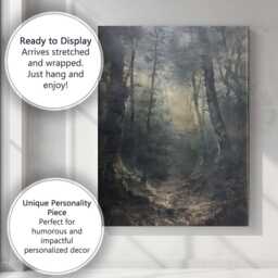 Misty Woodland Path Atmospheric Forest Landscape Canvas Wall Art Print Decor Picture Ready To Hang - thumbnail 3