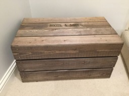 Large Boot & Shoes Lidded Box Vintage Style Reproduction Wooden Bushel Box/ Apple Crate Complete With Lid - thumbnail 1