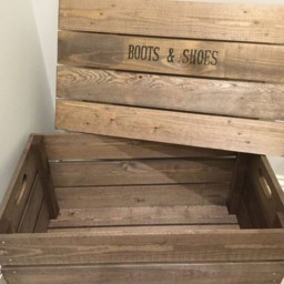 Large Boot & Shoes Lidded Box Vintage Style Reproduction Wooden Bushel Box/ Apple Crate Complete With Lid - thumbnail 2
