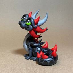 Syndar - Polymer Dragon Dice Holder Gunmetal Gray, Silver, & Red Dragonling - thumbnail 4