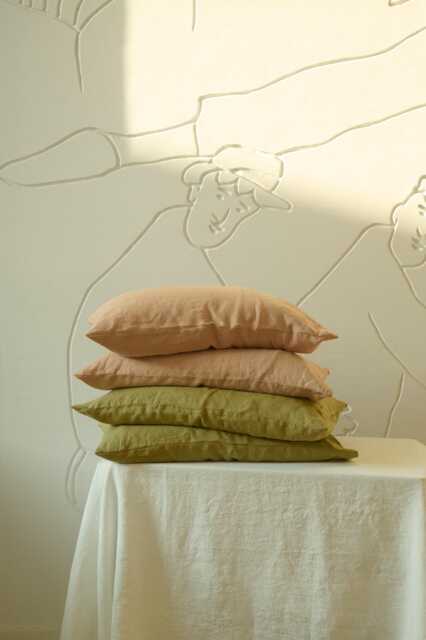 Housewife Dusty Peach Linen Pillowcase/Durable Natural Pillow Sham For Bedroom Comfortable & Eco-Friendly Cover - image 1