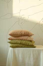 Housewife Dusty Peach Linen Pillowcase/Durable Natural Pillow Sham For Bedroom Comfortable & Eco-Friendly Cover - thumbnail 1