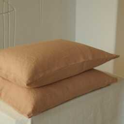 Housewife Dusty Peach Linen Pillowcase/Durable Natural Pillow Sham For Bedroom Comfortable & Eco-Friendly Cover - thumbnail 3