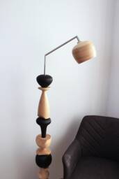 Rustic Wood Floor Lamp Black & White Ash Tree Standing Lamp