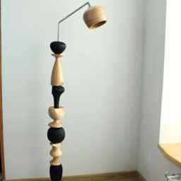 Rustic Wood Floor Lamp Black & White Ash Tree Standing Lamp - thumbnail 2
