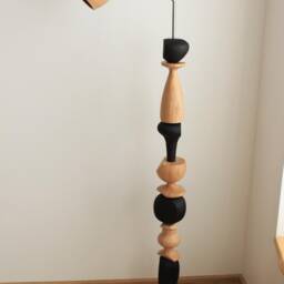 Rustic Wood Floor Lamp Black & White Ash Tree Standing Lamp - thumbnail 4