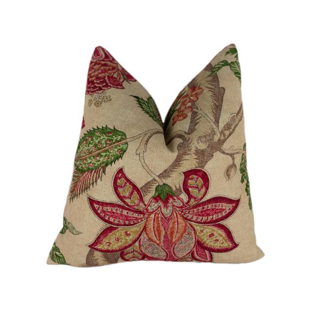 Zoffany - Kalamkari Red/Green Romantically Flamboyant Floral Cushion Cover Handmade Throw Pillow Designer Home Decor - image 1