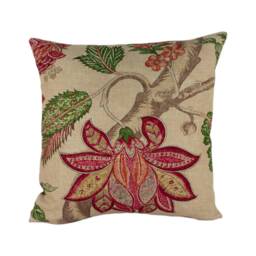 Zoffany - Kalamkari Red/Green Romantically Flamboyant Floral Cushion Cover Handmade Throw Pillow Designer Home Decor - thumbnail 2