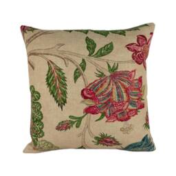 Zoffany - Kalamkari Red/Green Romantically Flamboyant Floral Cushion Cover Handmade Throw Pillow Designer Home Decor - thumbnail 3
