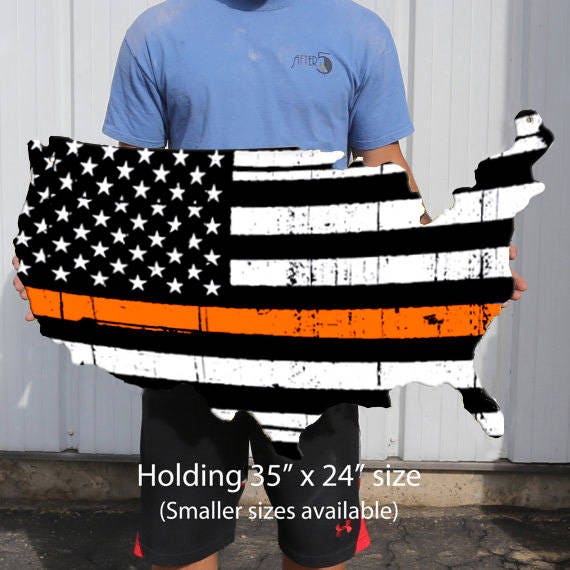Thin Orange Line Flag Plasma Cut Aluminum Dibond Usa Sign Search & Rescue Personnel Ems Decor Wall Art Custom Business 2018