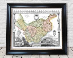 Cheshire Vintage Map Print Thomas Moule 1837 Reproduction - Exceptional Quality 230Gsm Framed Unframed Free Standard Delivery - thumbnail 1