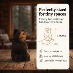Black Bear Wooden Figurine - Hand-Carved Mini Wildlife Sculpture Decor - thumbnail 3